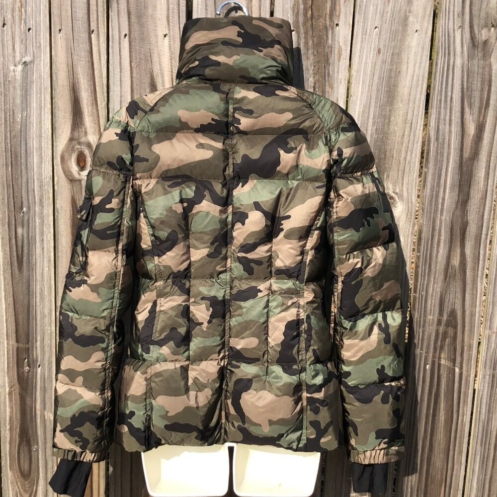 SAM. Medium Camo Jacket Puffer Down Bomber Freestyle Zip Quilted Green Brown Tan - Picture 9 of 16